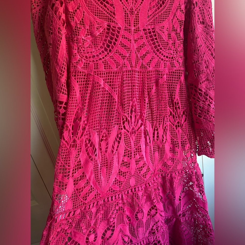 New Farm Rio Pink Guipire Eyelet Maxi Dress - Picture 11 of 14